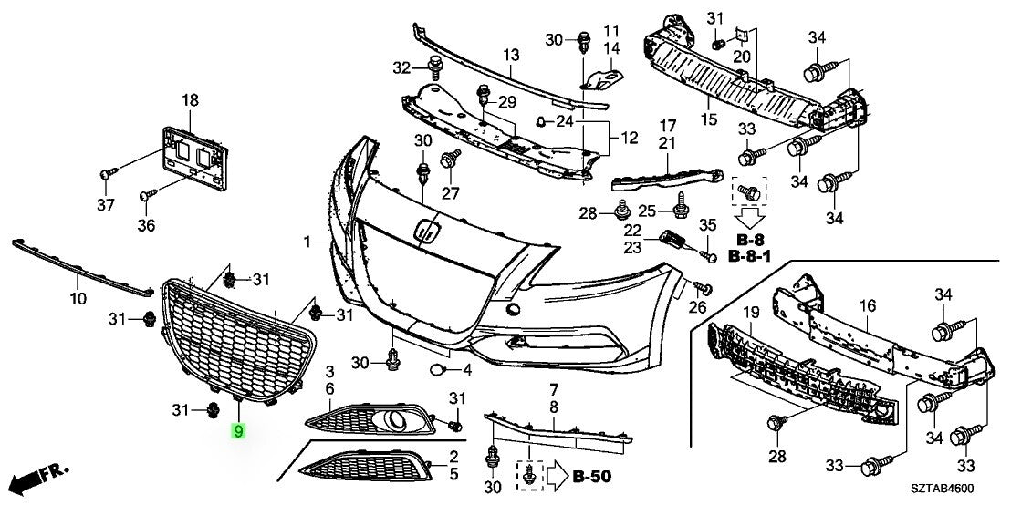 Honda Genuine CR-Z ZF2 Front Grill 71121-SZT-J01 JCM OEM JAPAN