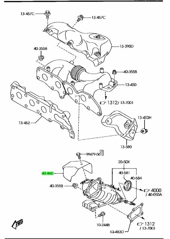 Genuine Mazda CX-7 ER3P Catalytic Converter Heat Shield OEM L3D4-40-860A0