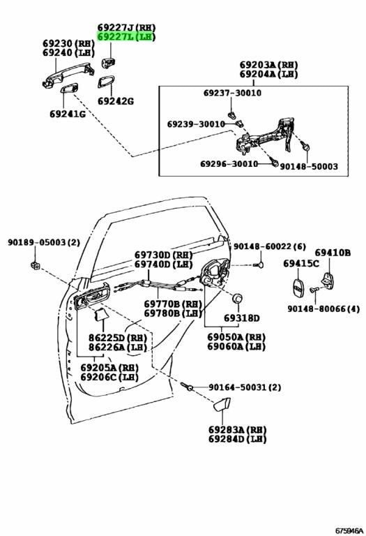 OEM Genuine TOYOTA LEXUS Rear Door Handle Cover LH Quartz White 69228-48010-A10