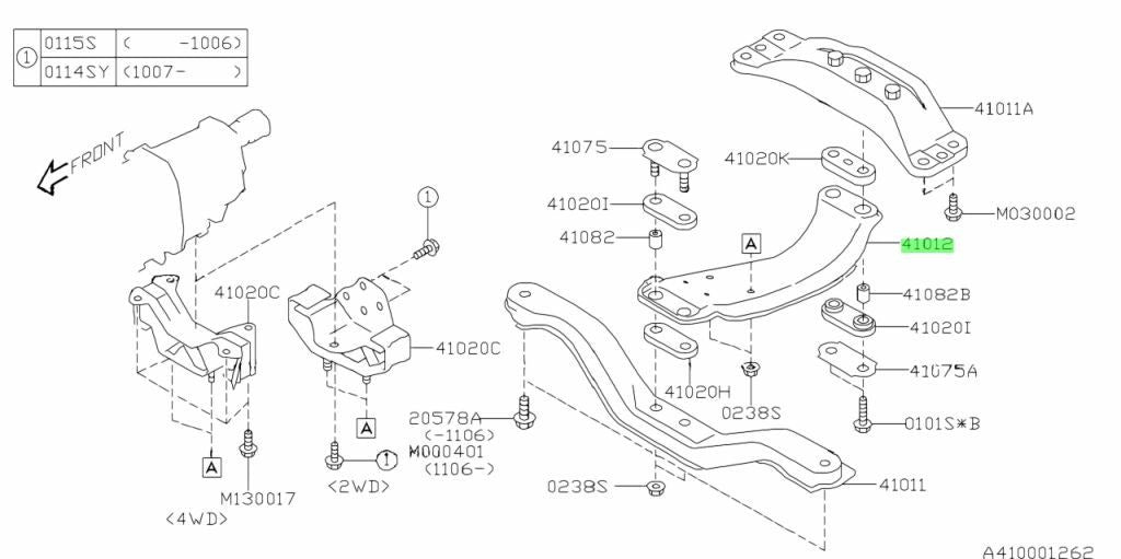 Subaru OEM Center Engine Cross Member 41012FG000 for Legacy1