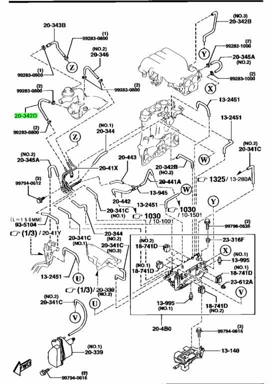 OEM Mazda RX-7 FD3S Vacuum Tube N3A3-20-342 Genuine0