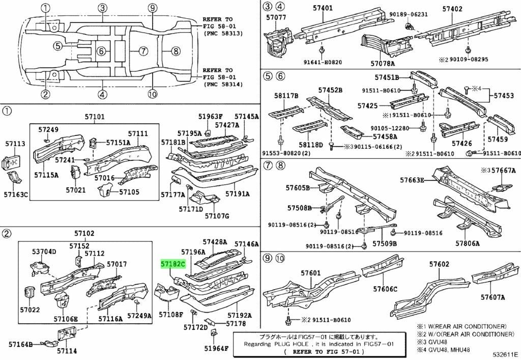 OEM Genuine TOYOTA Lexus FrontSide Member Rear No.1 Reinforcement LH 57182-480201