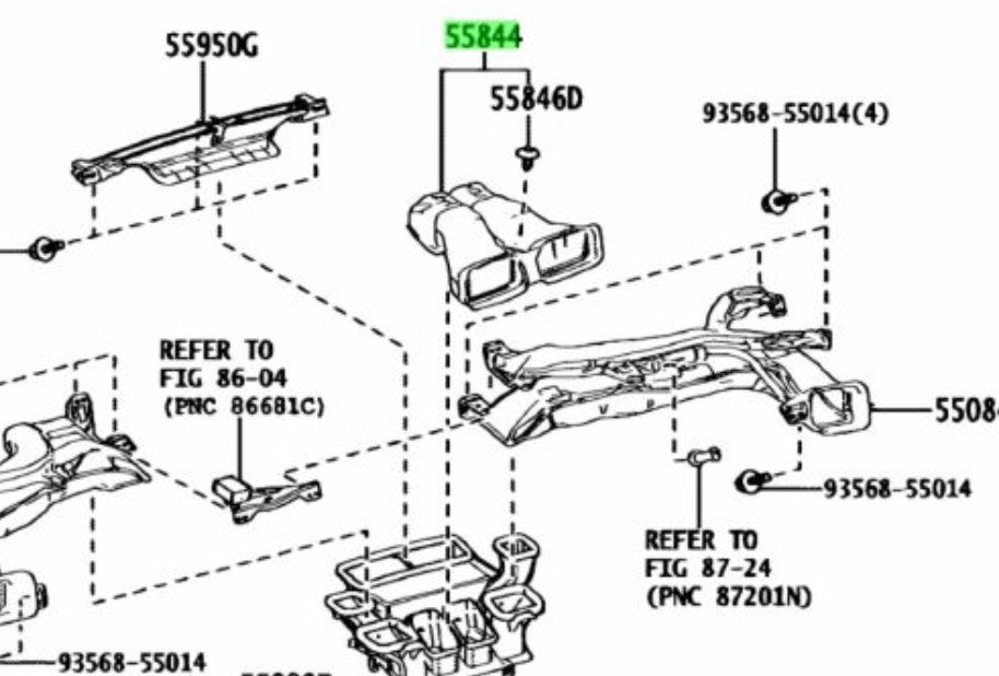 OEM Genuine TOYOTA Lexus Heater To Register Duct No.2 55844-76040 55844760401