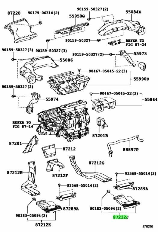 OEM Genuine TOYOTA Lexus Rear AirDuct No.5 HVAC Heater AC 87275-75010 87275750101