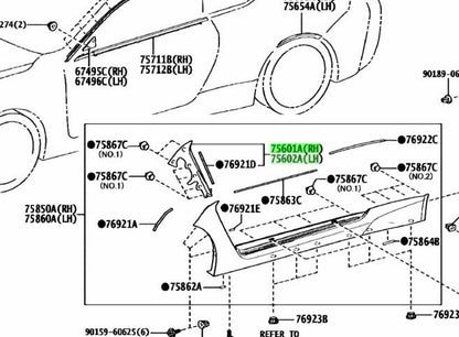OEM Genuine Toyota Lexus Front Fender Moulding RH LH Set 75601-24010 75602-24010