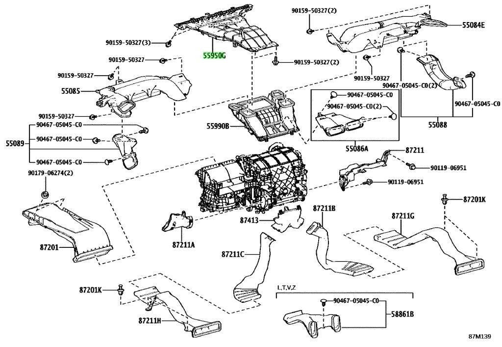 OEM Genuine TOYOTA Lexus Defroster Nozzle Assy HVAC Duct 55950-V2010 55950V20100