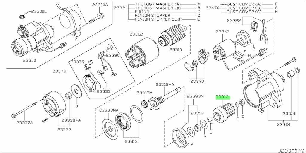 Genuine Nissan 350Z Z33 Starter Motor Pinion Assembly 23312-EV10A OEM0
