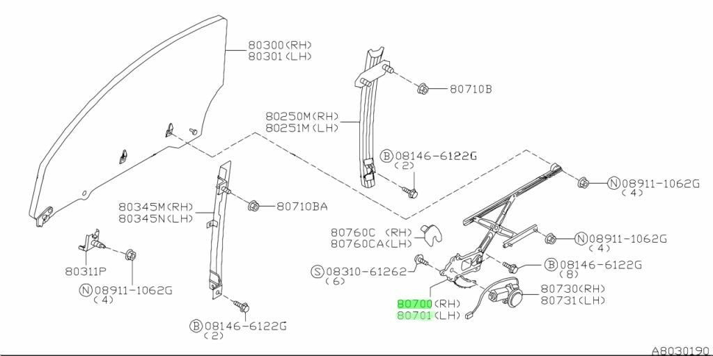OEM Nissan 1999-2002 Silvia S15 Front Door Window Regulator RH LH Set Genuine1