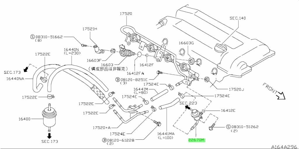 OEM Genuine Nissan FUEL PRESSURE REGULATOR Silvia 22670-65F01 2267065F01 NEW1