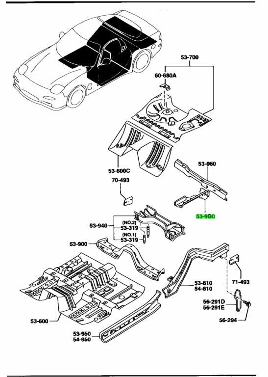 OEM MAZDA REAR SIDE CENTER FRAME RX-7 FD3S FD01-53-9B0A0