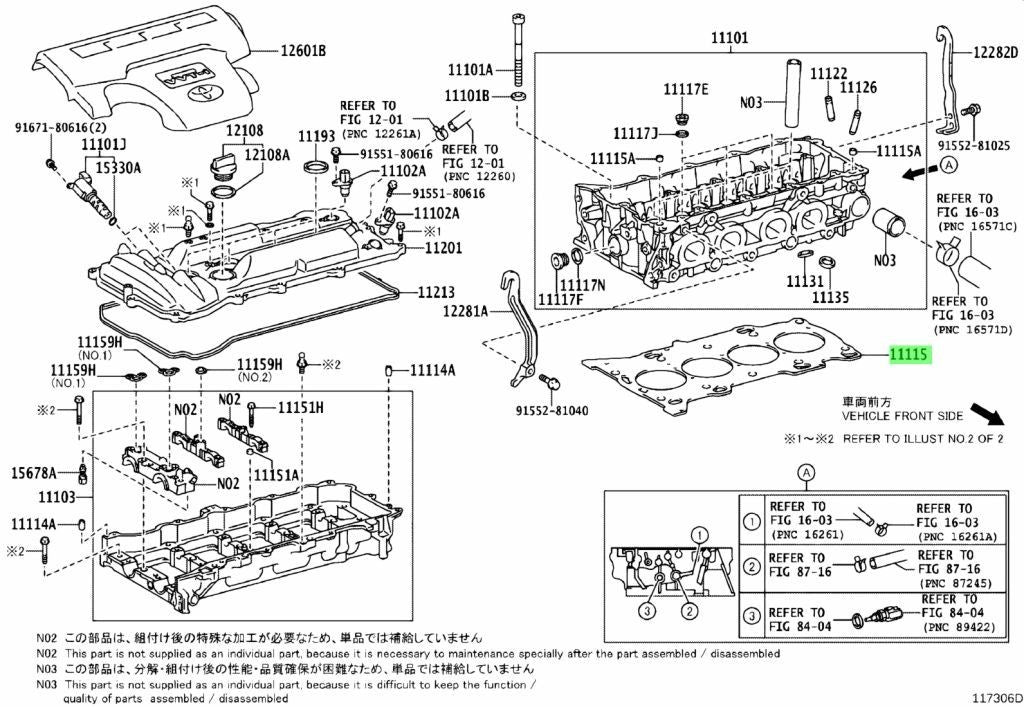 OEM Genuine TOYOTA Lexus Cylinder Head Gasket Engine 08/2010-05/2014 11115-360301