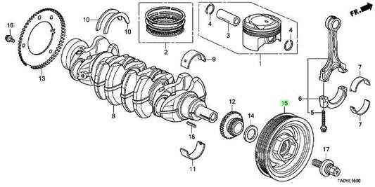 Honda Genuine  Accord CR-V Crosstour Civic Pulley, Crankshaft 13810-R40-A01 OEM