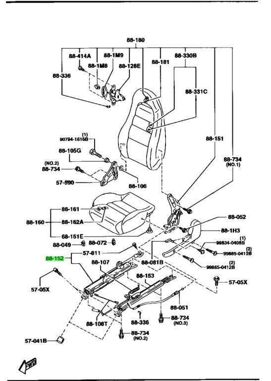 OEM MAZDA Seat ADJUSTER NO.3 RX-7 FD3S F100-88-1520