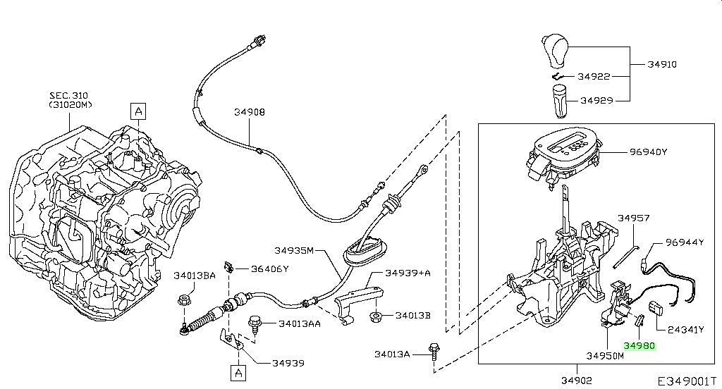 New Genuine Nissan Transmission Park Position Switch 34980-5RA0A OEM0