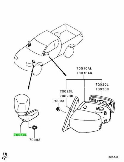 NEW Genuine Mitsubishi Front Under View Mirror LH OEM 7634A0150