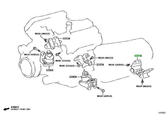OEM INSULATOR, ENGINE MOUNTING, REAR Genuine Toyota Lexus LX 600 12371-701401