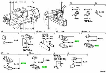Genuine Toyota 4Runner Room Dome Lamp Assy 81240-52040-B2 Hilux Surf OEM1
