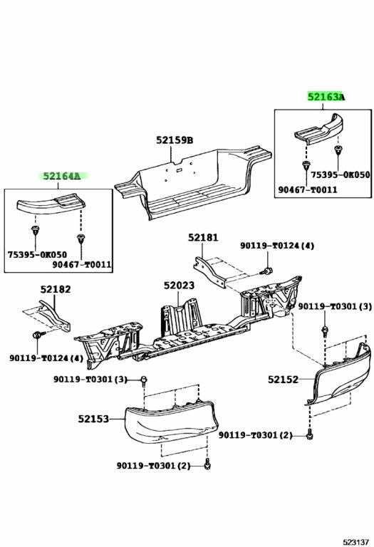Genuine Toyota Rear Bumper Plate RH & LH Set OEM 52163-0K030 52164-0K0301