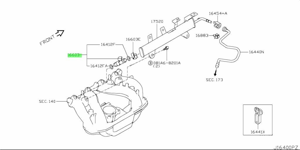 Genuine Nissan 350Z Z33 VQ35HR Fuel Injector 16600-JK20A OEM1