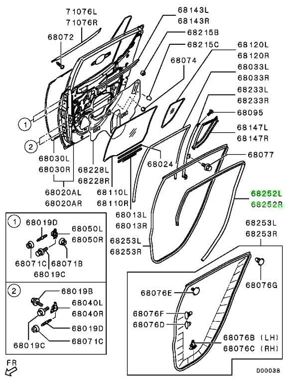NEW Genuine Mitsubishi Rubber Seal LH RH Set OEM 5755A195 5755A1961