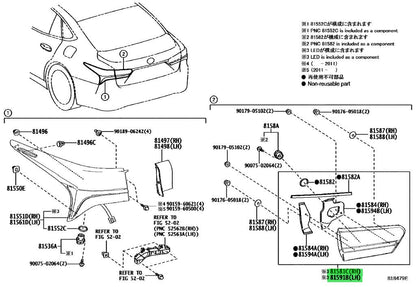 Genuine Lexus LS500h Rear Lamp Lens and Body RH LH Set 81581-50320 81591-503201