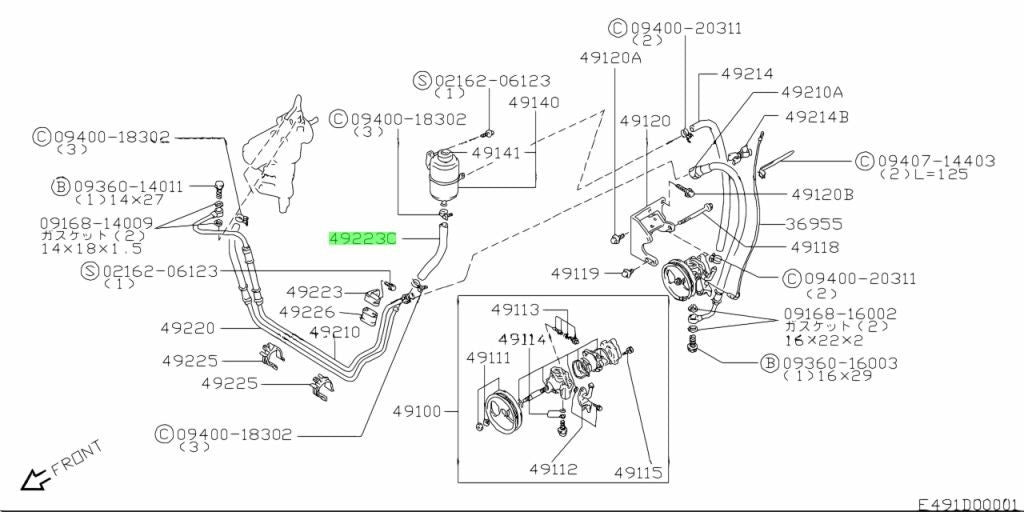 OEM Genuine SUZUKI Jimny Power Steering Low Pressure Hose 49221-82C00 4922182C000