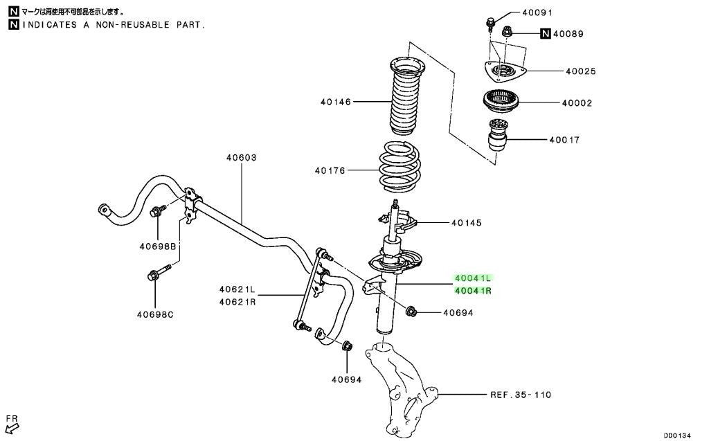 Genuine Mitsubishi FR Suspension Strut Assembly L&R Set OEM 54303W/54302W-150P0