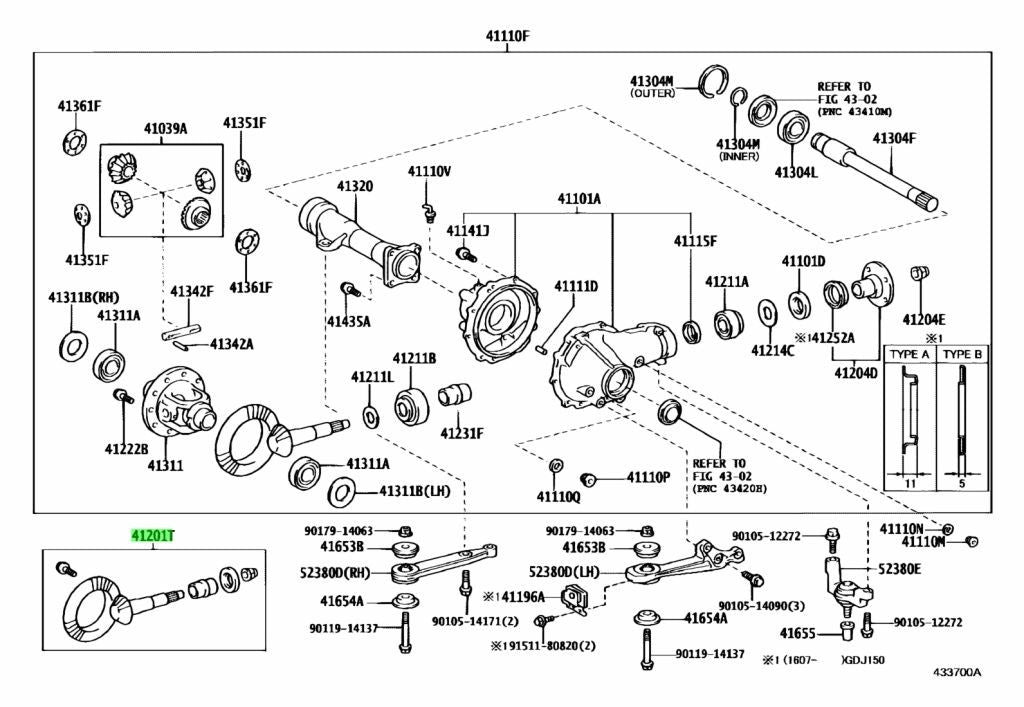 41201-80793 Toyota Final gear kit, differential, front 4120180793, New Genuine O0
