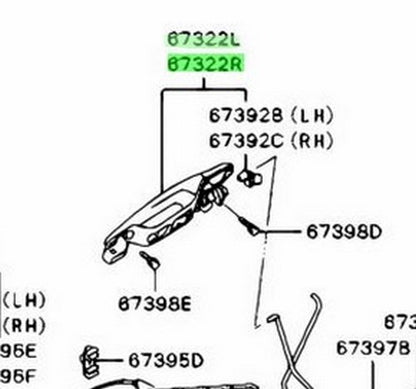 Genuine Mitsubishi Evo 8 CT9A Red Front Door Handles Pair MR970260 MR9702411