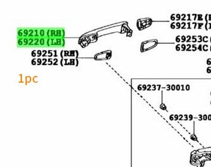 Toyota Prado Front Door Handle Attitude Black 218 69210-60150-C2 OEM1