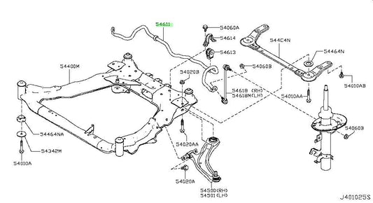 Genuine Nissan 2017-2022 Rogue Sport Stabilizer Bar 54611-4CE1A1