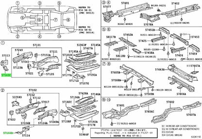 OEM TOYOTA Front Crossmember No.1 Reinforcement RH LH 57163-48020 57164-480200