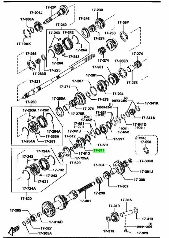 OEM Mazda RX-7 FD3S R508-17-610C 5th Gear Over Top Gear Genuine1