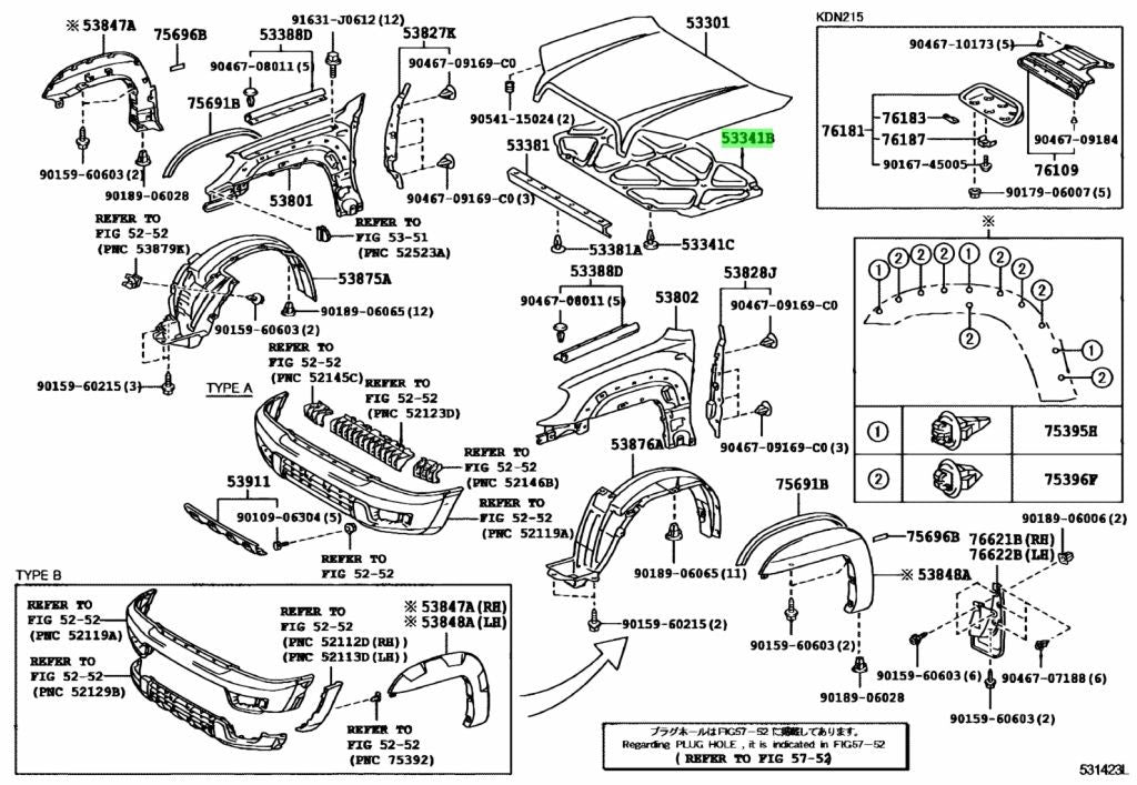 Genuine Toyota Hood Insulator Pad 53341-351301