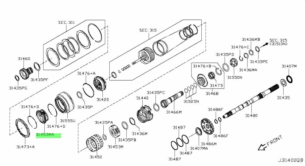 Genuine Nissan Mid Carrier Assembly 31453-1XJ0B0