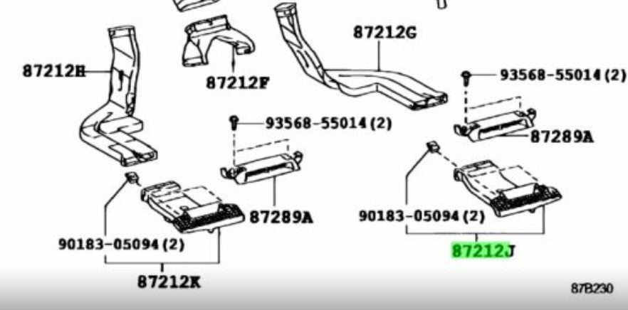 OEM Genuine TOYOTA Lexus Rear AirDuct No.5 HVAC Heater AC 87275-75010 87275750102