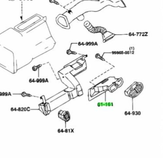 OEM MAZDA CENTER DUCT RX-7 FD3S F100-61-160B1