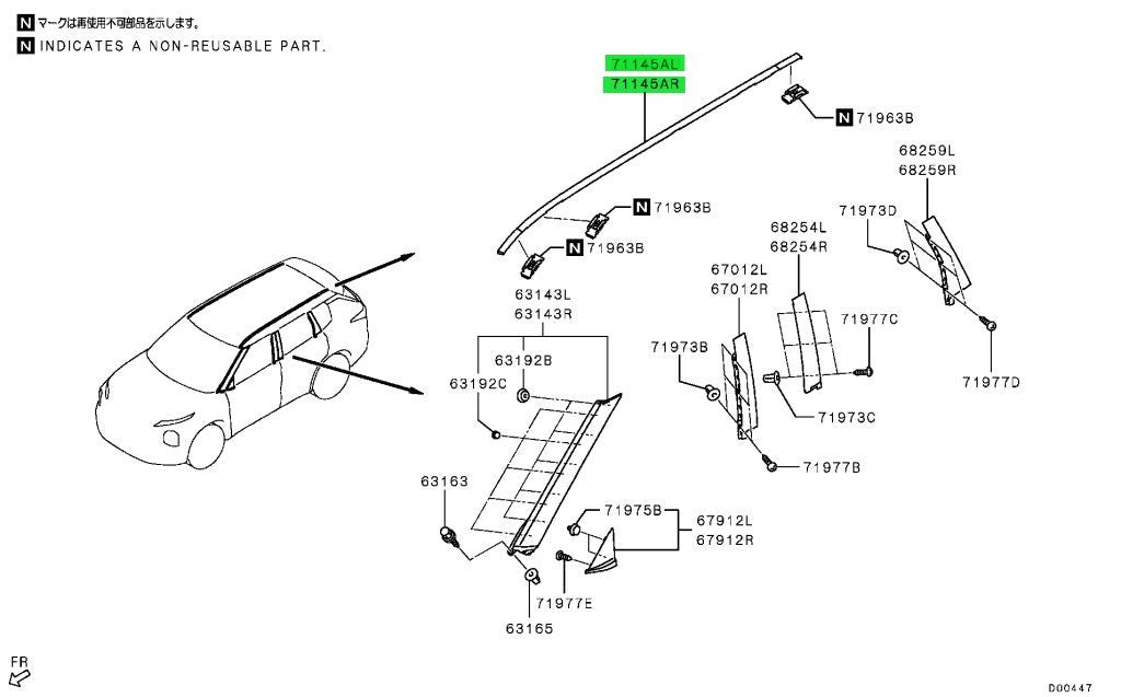NEW Genuine Mitsubishi Roof Drip Molding LH RH Set OEM 7400A549 7400A5501