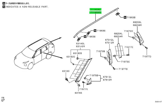 NEW Genuine Mitsubishi Roof Drip Molding LH RH Set OEM 7400A549 7400A5501