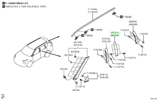 NEW Genuine Mitsubishi Rear Door Sash Garnish L&R Set OEM 769A1W031P 769A2W031P0
