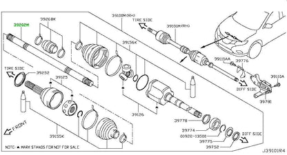 New Genuine Nissan Front Right CV Axle Drive Shaft 39204-6MA0D OEM0