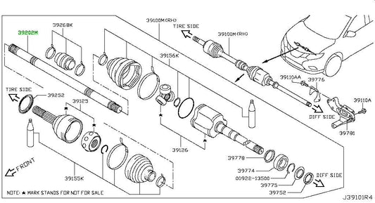 New Genuine Nissan Front Right CV Axle Drive Shaft 39204-6MA0D OEM0