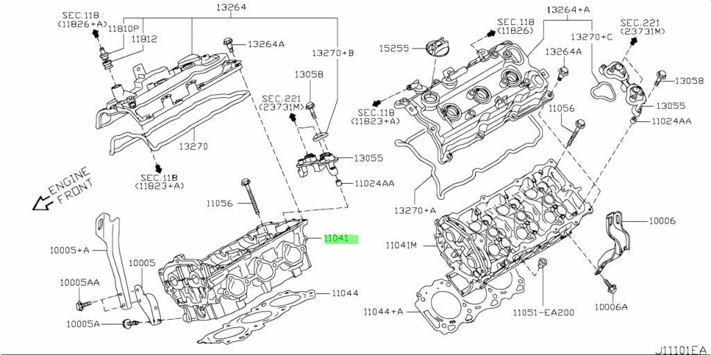 Genuine Nissan 350Z Z33 RH Right Cylinder Head Assembly 11040-JA10A OEM0