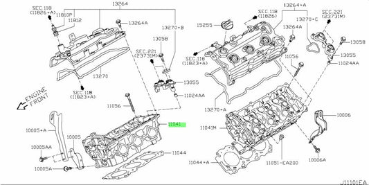 Genuine Nissan 350Z Z33 RH Right Cylinder Head Assembly 11040-JA10A OEM0