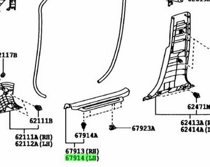OEM TOYOTA LEXUS RX270/350/450H Front Door Scuff Plate LH LT.GRAY 67920-48060-B01