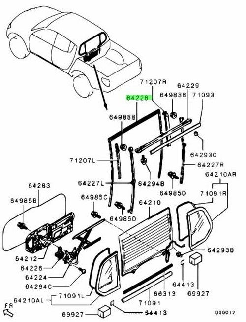 NEW Genuine Mitsubishi Rear Window Glass Run Channel OEM MN1460930