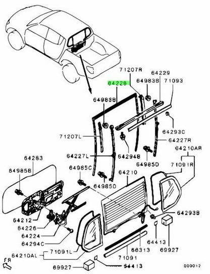NEW Genuine Mitsubishi Rear Window Glass Run Channel OEM MN1460930