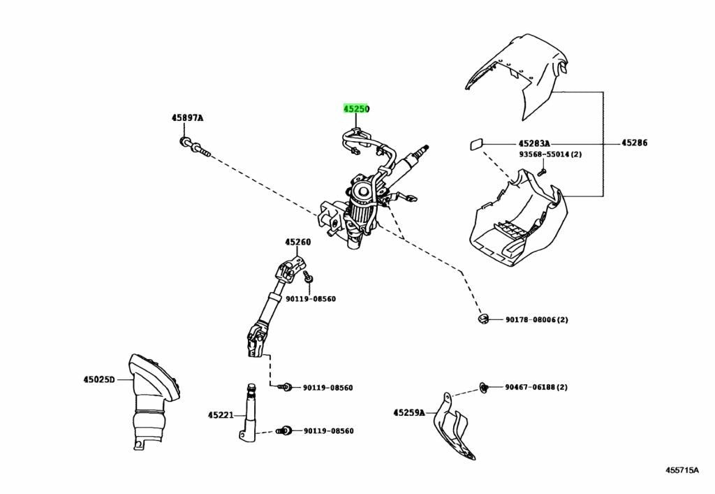 Genuine Toyota Lexus CT200H Steering Column Assy 45250-76060 ZWA10 ZWA10R OEM0
