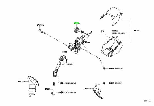 Genuine Toyota Lexus CT200H Steering Column Assy 45250-76060 ZWA10 ZWA10R OEM0