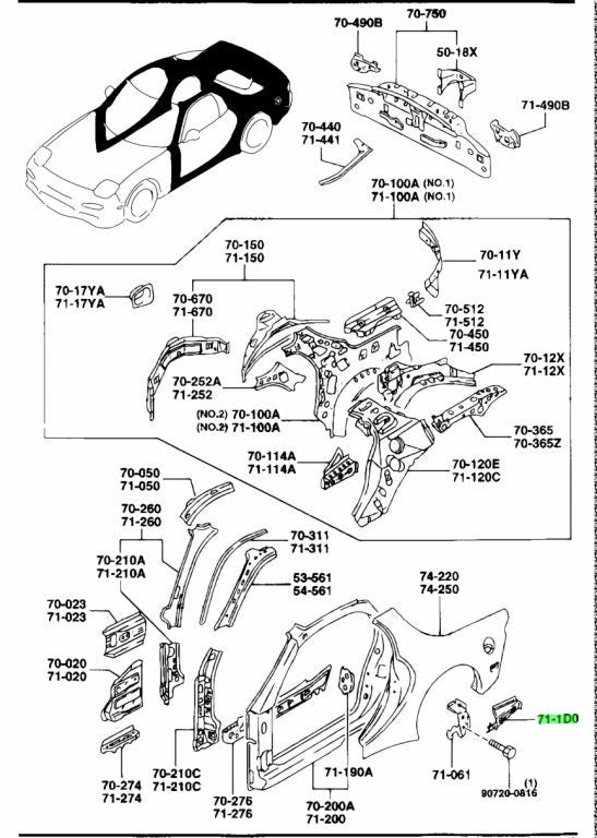 OEM MAZDA FLOOR REINFORCEMENT LH RX-7 FD3S FD01-71-1D00